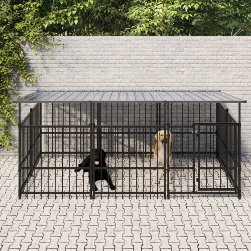 Vanjski kavez za pse s krovom čelični 5,63 m² - 297 x 198 x 128 cm 1 Cijena