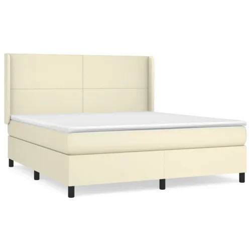 Boxspring - Krevet s oprugama i madracem krem 180x200 cm od umjetne kože - Krema 180 x 200 cm Gladak dizajn Cijena
