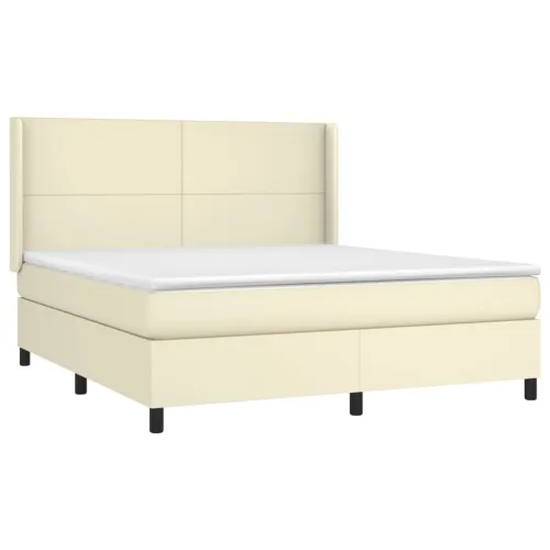Boxspring - Krevet s oprugama i madracem krem 180x200 cm od umjetne kože - Krema 180 x 200 cm Gladak dizajn Cijena