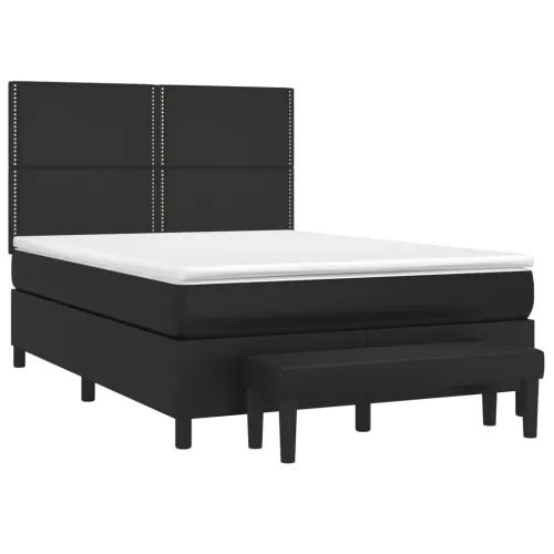 Boxspring - Krevet s oprugama i madracem crni 140 x 200 cm od umjetne kože - Crna 140 x 200 cm Obično s čavlima Cijena