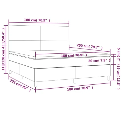 Krevet box spring s madracem LED krem 180x200cm od umjetne kože - Krema 180 x 200 cm Gladak dizajn Cijena