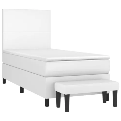 Boxspring - Krevet s oprugama i madracem bijeli 80 x 200 cm od umjetne kože - Bijela 80 x 200 cm Gladak dizajn Cijena