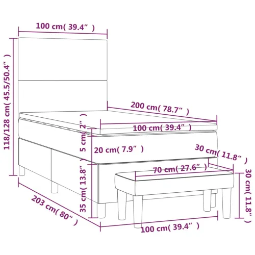 Boxspring - Krevet s oprugama i madracem bijeli 100x200 cm od umjetne kože - Bijela 100 x 200 cm Gladak dizajn Cijena
