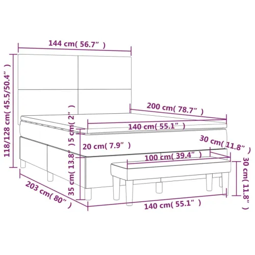 Boxspring - Krevet s oprugama i madracem crni 140 x 200 cm od umjetne kože - Crna 140 x 200 cm Gladak dizajn Cijena