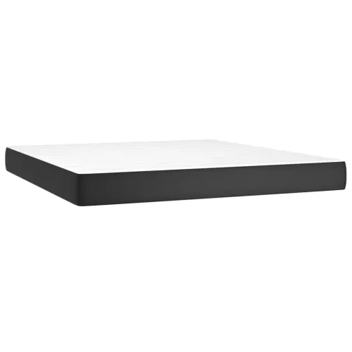 Boxspring - Krevet s oprugama i madracem crni 160 x 200 cm od umjetne kože - Crna 160 x 200 cm Gladak dizajn Cijena