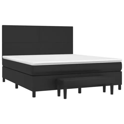 Boxspring - Krevet s oprugama i madracem crni 160 x 200 cm od umjetne kože - Crna 160 x 200 cm Gladak dizajn Cijena