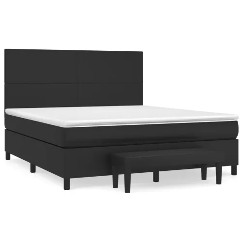 Boxspring - Krevet s oprugama i madracem crni 160 x 200 cm od umjetne kože - Crna 160 x 200 cm Gladak dizajn Cijena