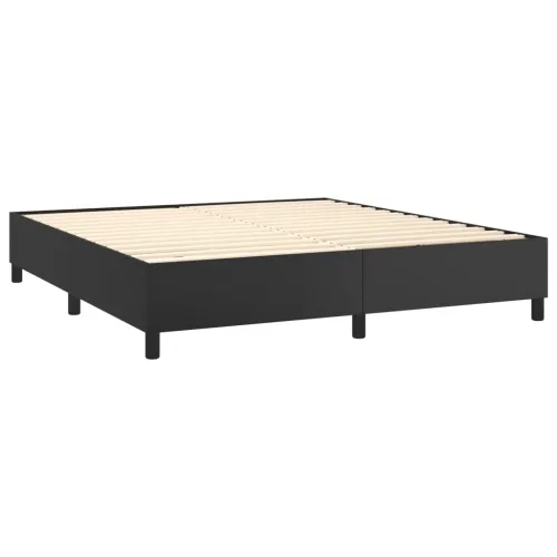 Boxspring - Krevet s oprugama i madracem crni 160 x 200 cm od umjetne kože - Crna 160 x 200 cm Gladak dizajn Cijena