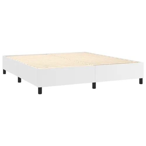 Boxspring - Krevet s oprugama i madracem bijeli 160x200 cm od umjetne kože - Bijela 160 x 200 cm Gladak dizajn Cijena