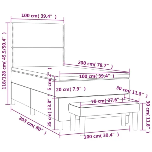 Boxspring - Krevet s oprugama i madracem bijeli 100x200 cm od umjetne kože - Bijela 100 x 200 cm Obično s čavlima Cijena
