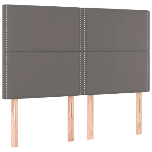 Boxspring - Krevet s oprugama i madracem sivi 140x190 cm od umjetne kože - Siva 140 x 190 cm Obično s čavlima Cijena
