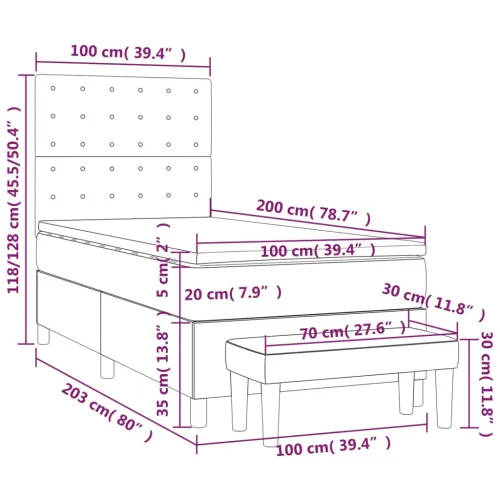 Boxspring - Krevet s oprugama i madracem bijeli 100x200 cm od umjetne kože - Bijela 100 x 200 cm gumbi Cijena