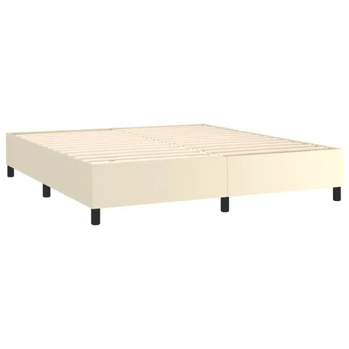 Krevet box spring s madracem LED krem 180x200cm od umjetne kože - Krema 180 x 200 cm Gladak dizajn Cijena