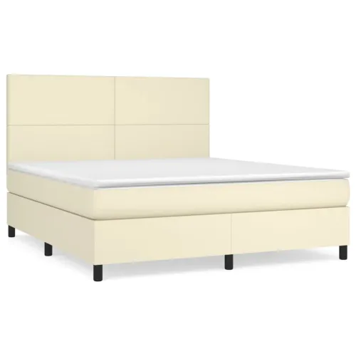 Boxspring - Krevet s oprugama i madracem krem 180x200 cm od umjetne kože - Krema 180 x 200 cm Gladak dizajn Cijena