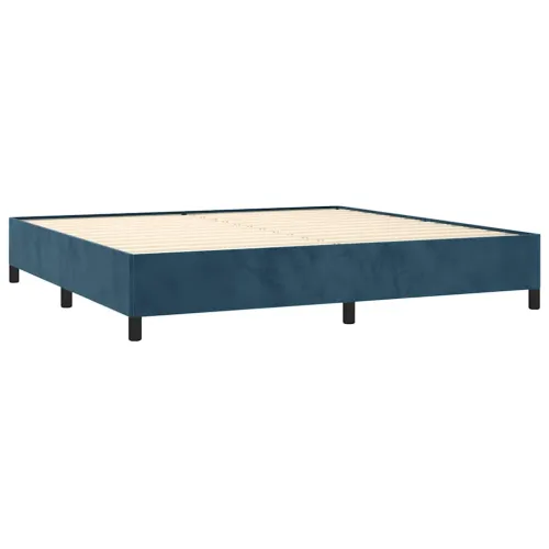 Boxspring - Krevet s oprugama i madracem tamnoplavi 200x200 cm baršunasti - Tamno plava 200 x 200 cm Okomite pruge Tamno plava Cijena