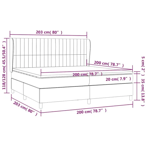 Boxspring - Krevet s oprugama i madracem tamnoplavi 200x200 cm baršunasti - Tamno plava 200 x 200 cm Okomite pruge Tamno plava Cijena