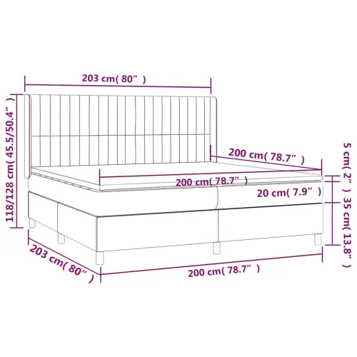Boxspring - Krevet s oprugama i madracem tamnoplavi 200x200 cm baršunasti - Tamno plava 200 x 200 cm Okomite pruge Tamno plava Cijena