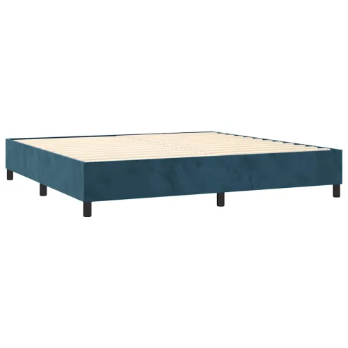 Boxspring - Krevet s oprugama i madracem tamnoplavi 200x200 cm baršunasti - Tamno plava 200 x 200 cm Okomite pruge Tamno plava Cijena