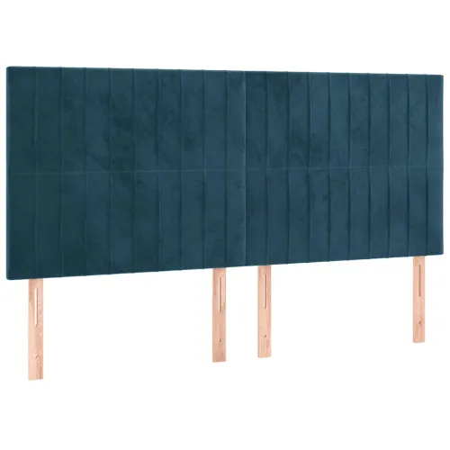 Boxspring - Krevet s oprugama i madracem tamnoplavi 200x200 cm baršunasti - Tamno plava 200 x 200 cm Okomite pruge Tamno plava Cijena
