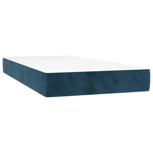 Krevet box spring s madracem LED tamnoplavi 200x200 cm baršun - Tamno plava 200 x 200 cm Okomite pruge Tamno plava Cijena