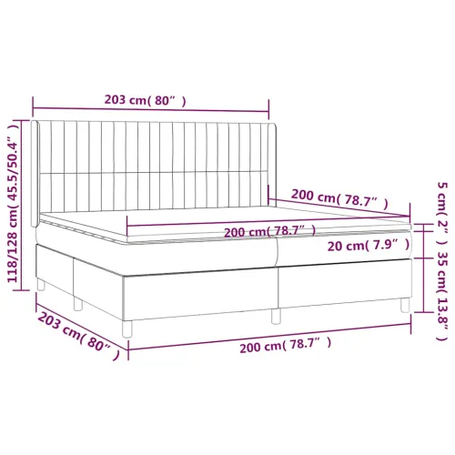 Krevet box spring s madracem LED tamnoplavi 200x200 cm baršun - Tamno plava 200 x 200 cm Okomite pruge Tamno plava Cijena