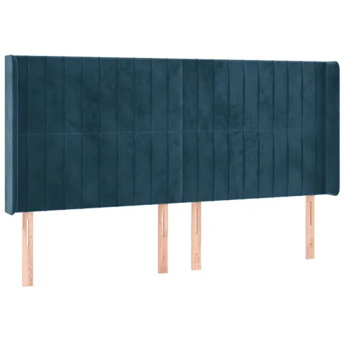 Krevet box spring s madracem LED tamnoplavi 200x200 cm baršun - Tamno plava 200 x 200 cm Okomite pruge Tamno plava Cijena