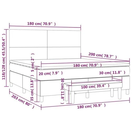 Boxspring - Krevet s oprugama i madracem bijeli 180x200 cm umjetna koža - Bijela 180 x 200 cm Gladak dizajn Cijena