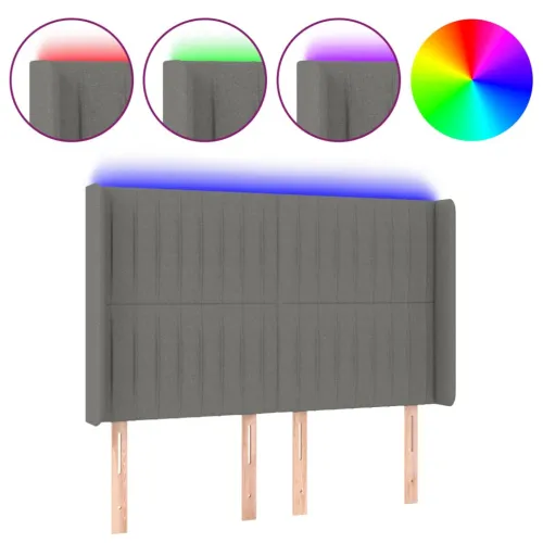 LED uzglavlje tamnosivo 147 x 16 x 118/128 cm od tkanine - Tamno siva 147 x 16 x 118/128 cm Cijena