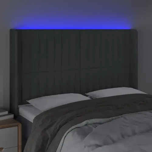LED uzglavlje tamnosivo 147 x 16 x 118/128 cm od tkanine - Tamno siva 147 x 16 x 118/128 cm Cijena