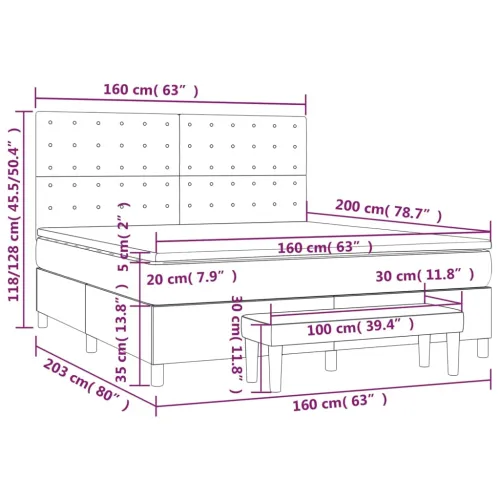 Boxspring - Krevet s oprugama i madracem sivi 160x200 cm od umjetne kože - Siva 160 x 200 cm gumbi Cijena