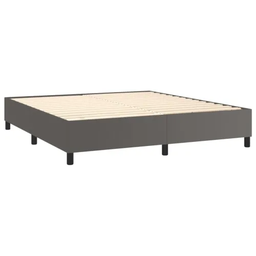 Boxspring - Krevet s oprugama i madracem sivi 160x200 cm od umjetne kože - Siva 160 x 200 cm gumbi Cijena