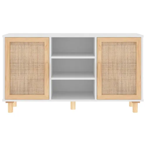 Komoda bijela 105x30x60 cm masivna borovina i prirodni ratan - Bijela 1 Bijela Cijena