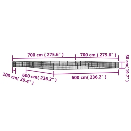 Ograda za pse s 28 panela crna 100 x 50 cm čelik obložen prahom - 700 x 700 x 50 cm Cijena