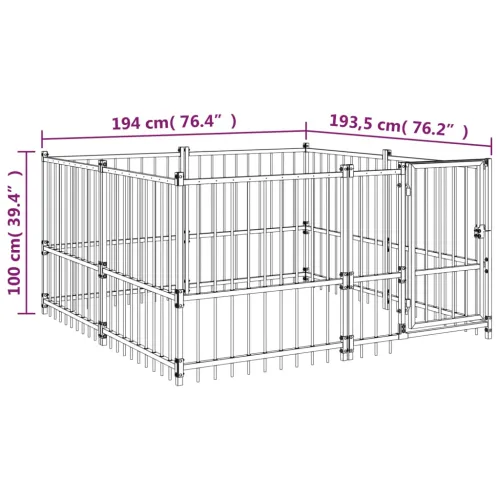 Vanjski kavez za pse čelični 3,75 m² - 194 x 193.5 x 100 cm 1 Cijena