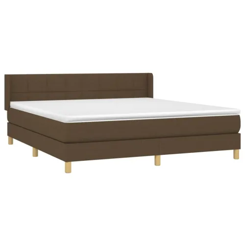 Boxspring - Krevet s oprugama i madracem tamnosmeđi 180x200 cm tkanina - Tamno smeđa 180 x 200 cm Blok s kvadratima Tamno smeđa Cijena