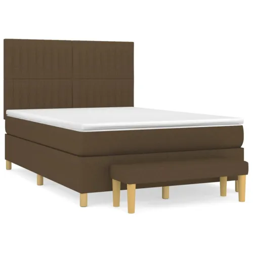 Boxspring - Krevet s oprugama i madracem tamnosmeđi 140x200 cm tkanina - Tamno smeđa 140 x 200 cm Okomite pruge Tamno smeđa Cijena