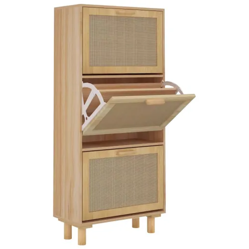 Ormarić za cipele smeđi 52 x 25 x 115 cm drvo i prirodni ratan - Smeđa 1 115 cm 25 cm Cijena