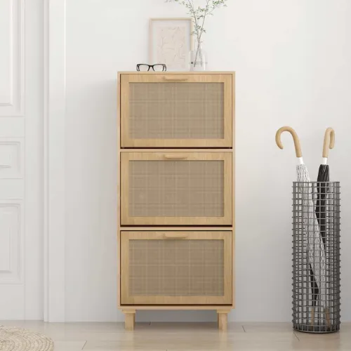 Ormarić za cipele smeđi 52 x 25 x 115 cm drvo i prirodni ratan - Smeđa 1 115 cm 25 cm Cijena