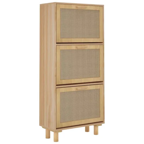 Ormarić za cipele smeđi 52 x 25 x 115 cm drvo i prirodni ratan - Smeđa 1 115 cm 25 cm Cijena