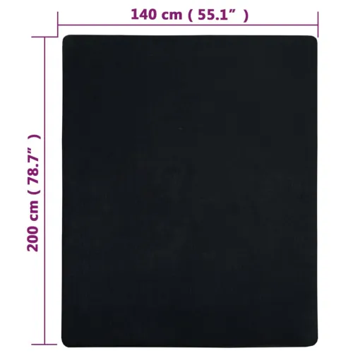 Plahta s gumicom od žerseja crna 140x200 cm pamučna - Crna 140 x 200 cm 1 Cijena