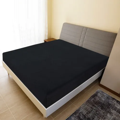 Plahta s gumicom od žerseja crna 140x200 cm pamučna - Crna 140 x 200 cm 1 Cijena