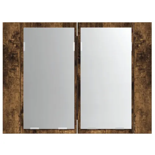 LED kupaonski ormarić s ogledalom boja hrasta 60x12x45cm drveni - Dimljeni hrast Cijena