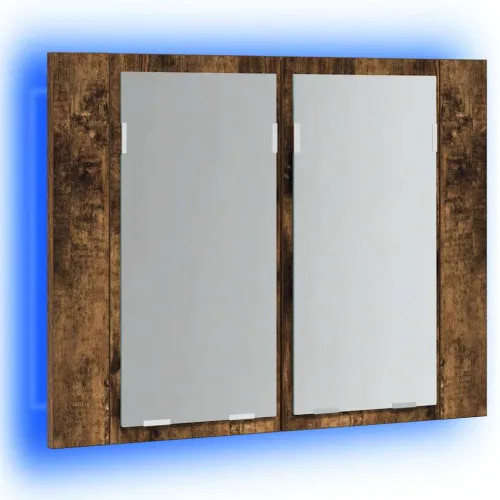 LED kupaonski ormarić s ogledalom boja hrasta 60x12x45cm drveni - Dimljeni hrast Cijena