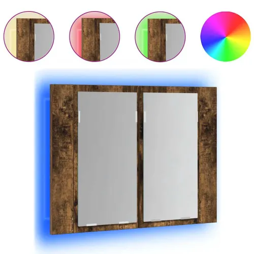 LED kupaonski ormarić s ogledalom boja hrasta 60x12x45cm drveni - Dimljeni hrast Cijena