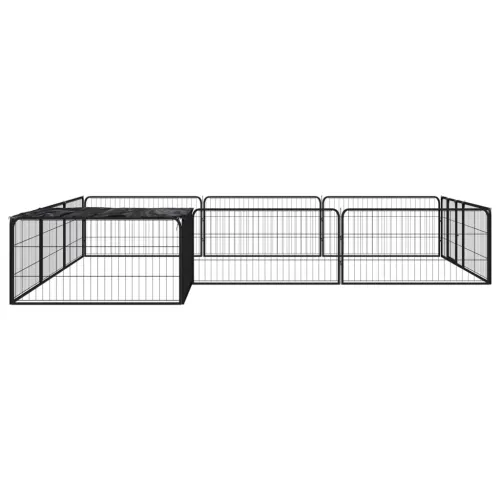 Ograda za pse s 12 panela crna 100 x 50 cm čelik obložen prahom - 300 x 300 x 50 cm Cijena