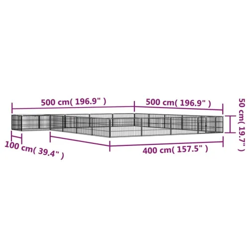 Ograda za pse s 20 panela crna 100 x 50 cm čelik obložen prahom - 500 x 500 x 50 cm Cijena