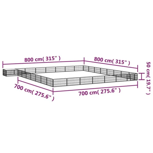 Ograda za pse s 32 panela crna 100 x 50 cm čelik obložen prahom - 800 x 800 x 50 cm Cijena