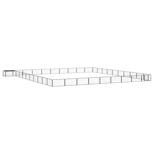 Ograda za pse s 40 panela crna 100 x 50 cm čelik obložen prahom - 1000 x 1000 x 50 cm Cijena