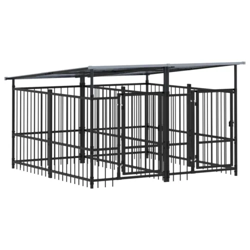 Vanjski kavez za pse s krovom čelični 3,75 m² - 200 x 198 x 128 cm 1 Cijena