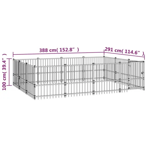 Vanjski kavez za pse čelični 11,58 m² - 388 x 291 x 100 cm 1 Cijena